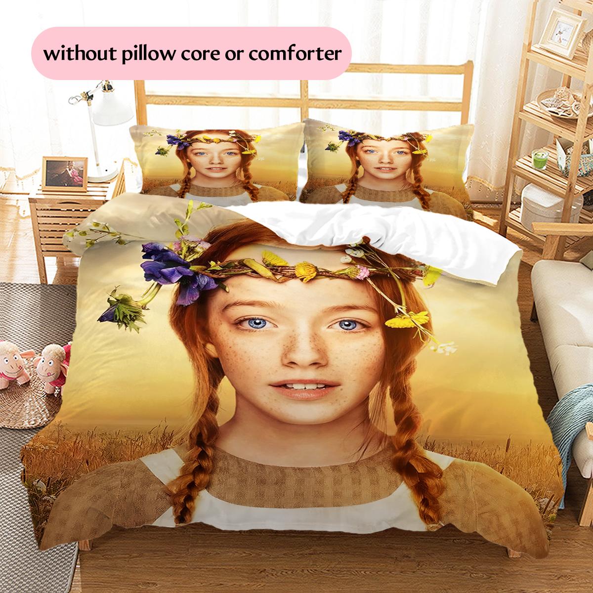 

Anne with an E Pattern Bedding Home Decoration Birthday & Festival Gift (1 * duvet cover + 2 * pillowcase, without core) 135x200cm