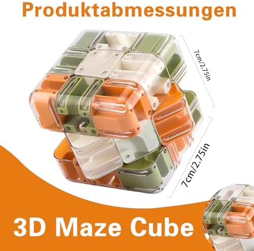 3D Labyrinth Cube Ball Maze Puzzle, 3x3 Interactive Fidget Toy, Stress Relief & Brain Teaser Gift for Parties Birthdays