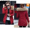 BITCED Winter Coat for Women - Mid-Length Slim-Fit Cotton Jacket with Large Fur Collar and Down-Filled Quilted Design