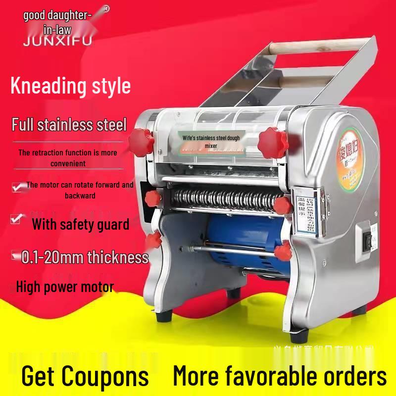 Junxi Electric Dough Roller: Stainless Steel Automatic Noodle Maker for Home and Commercial Use