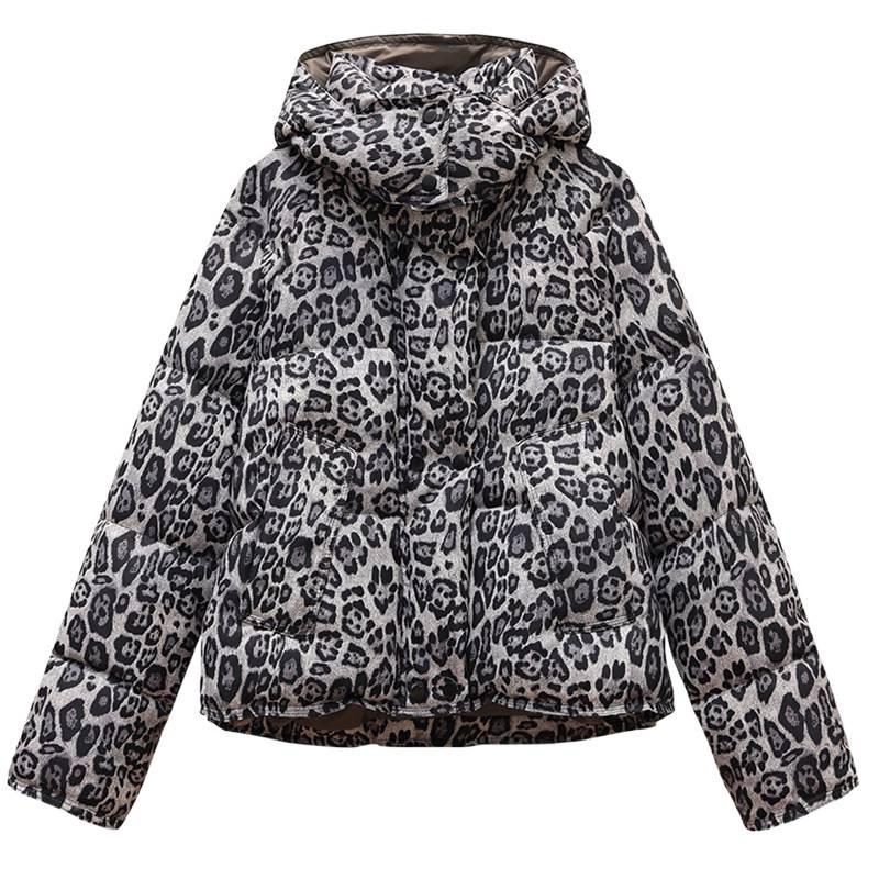 Women's Leopard Print Padded Jacket with Detachable Hood - Stylish, Thickened, Loose Outerwear for Winter 2026.