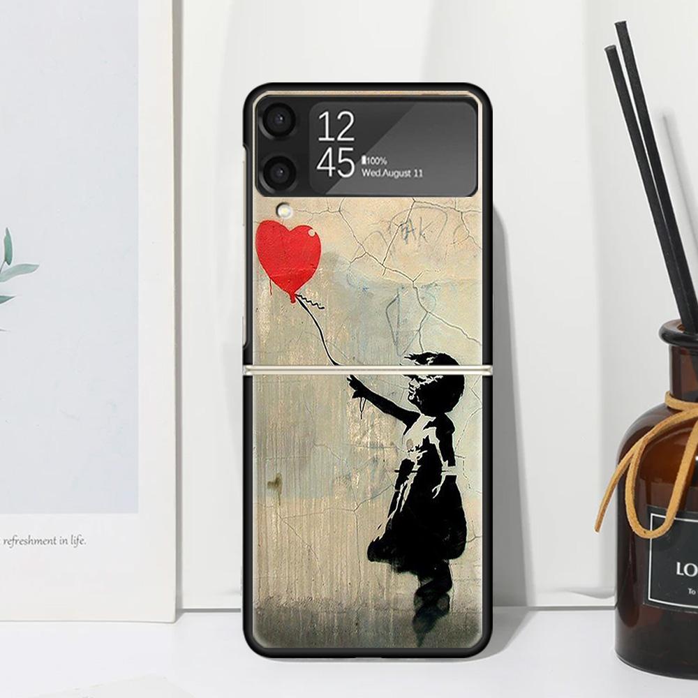 Street Art Banksy Graffiti Phone Case For Samsung Galaxy Z Flip 7 Flip7 Zflip 6 Flip6 5 Flip5 4 Flip4 3 Flip3 5G Fundas Black Co