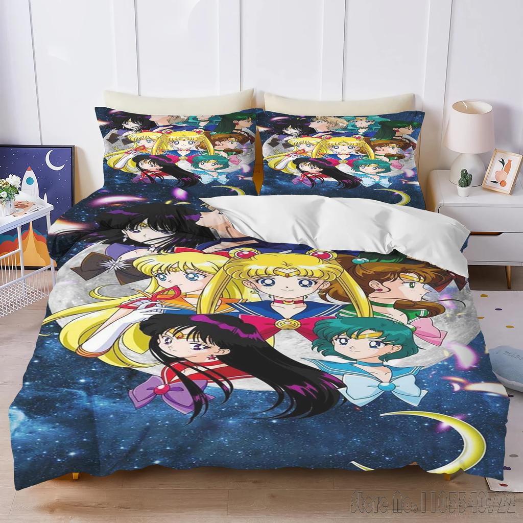 Anime S-Sailor Moon Home Love Child Duvet Cover Set HD Comforter Cover Bedclothes for Kids Bedding Sets Bedroom Decor