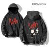 Korn Rock Band World Tour pulóverek Vintage mosott férfi pulóverek Pamut Hip Hop utcai ruházat Kapucnis pulóver Laza Y2K felsők