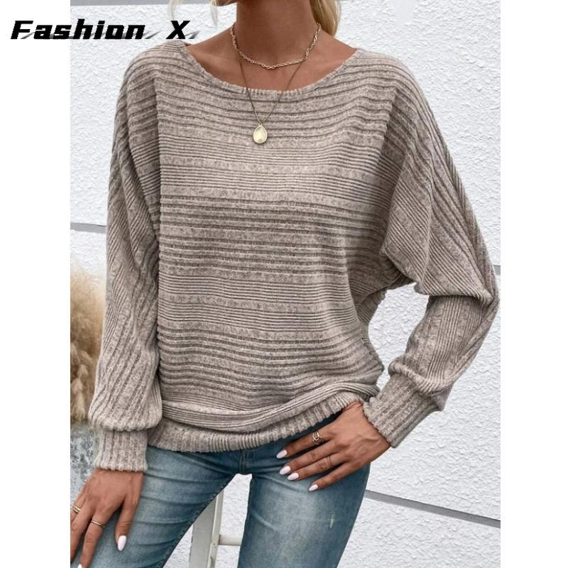 Kadın Günlük Yarasa Kollu Kazak Bol Kesim ve Rahat Üstler