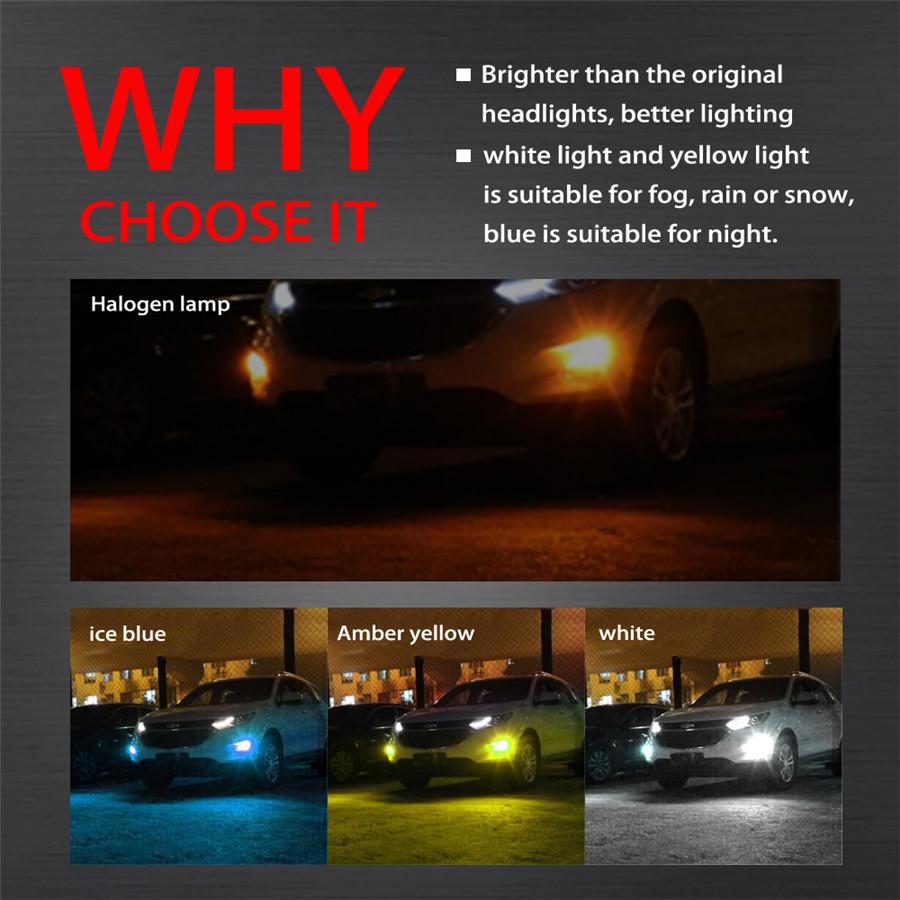 2X Led H8 H9 H11 White/Blue Dual Color Cob Bulbs Flash Strobe  Blinking Car Fog Light Kit 12V-24V