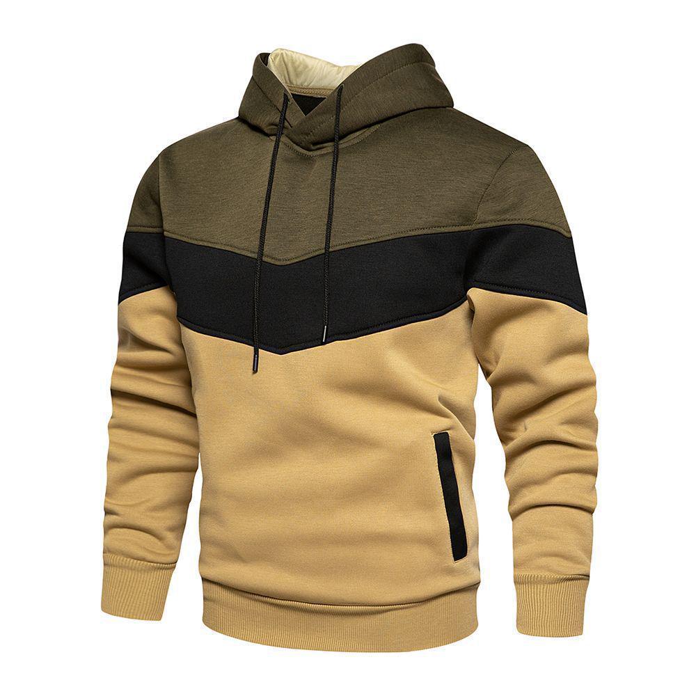 Men's Color Block Hooded Sweatshirt for Autumn/Winter Fashion