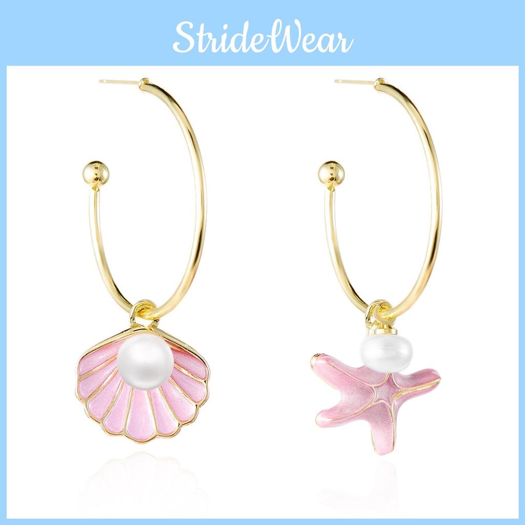 Elegant Shell Pearl Dangling Earrings For Women With Alloy And Summer Style