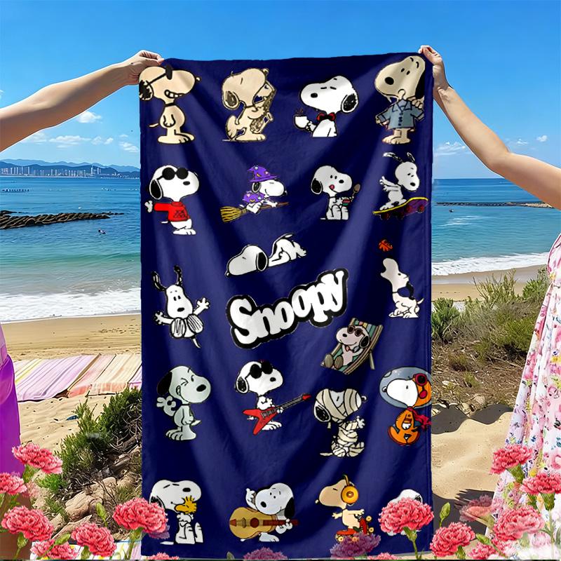 Snoopy Print Beach Towel, Versatile Lightweight Absorbent Beach Towel for Pool Surf Yoga Bathroom, Perfect Birthday Holiday Gift