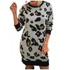 Women  And Winter Fashion Leopard Print Buttock Wrapping Knittin Dress