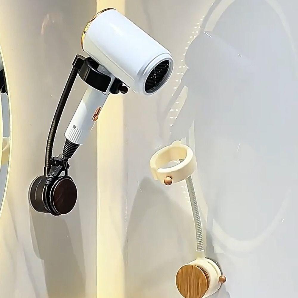 Adjustable Hairdryer Stand Holder No-Hole Lazy Hair Dryer Stand  Bathroom Storage