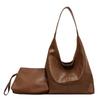 Women Leather Shoulder Bag Fashion Hobo Bag and Clutch Casual 2pcs Shoulder Bag and Handbag Set Satchel Hobo Bag Commuting Bag