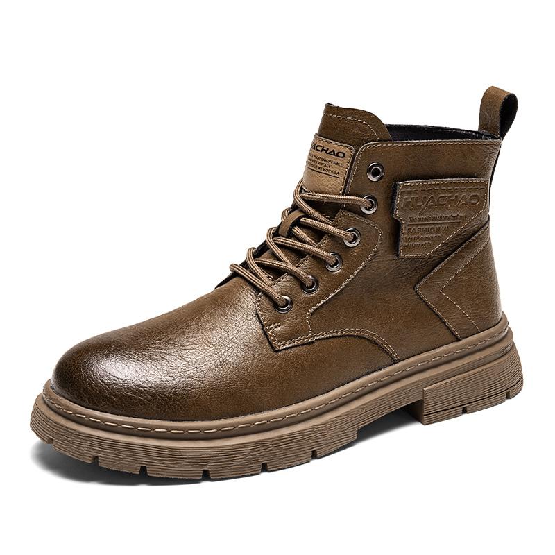 

Fashion 2025 Men s Casual Boots High Top Male Luxury Brand Shoes High Quality Comfortable Offer Fashion Outdoor Leather Hiking Boots 38 коричневый