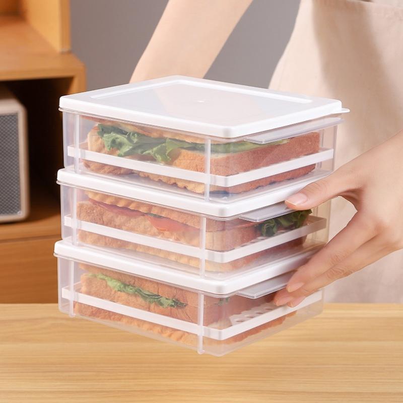 1Pcs Sed Bread Storage Box Toast Refrigerator Freezer French Preservation Container Food Storage Covered Partition Box