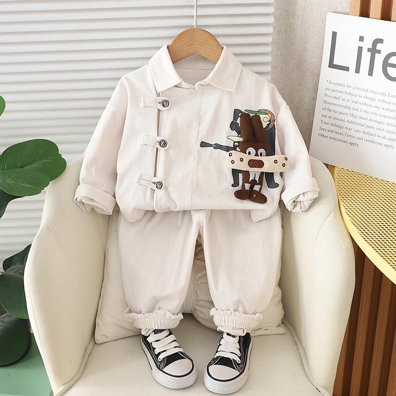 

Весна и осень 0-4 года мультяшный трехмерный кролик вельветовый комплект 90 покинуть белый