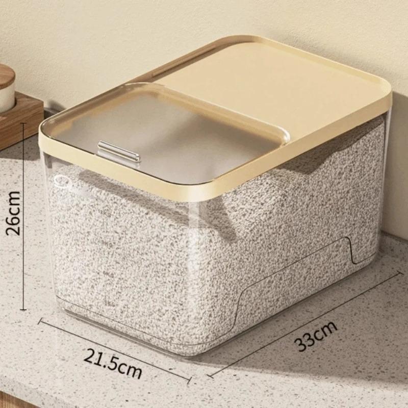 Sliding Lid Rice Storage Box New Plastic Food Grade Grain Bin Moisture Proof Multi-functional Rice Bucket Kitchen Food Storage Organizer