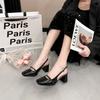 2026 Spring Chunky High Heels Women Jane Shoes Elegant Beige Square Toe Party Dress Sandals Female Pumps