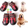 CovertSafe& Dog Boots for Dogs Non-Slip, Waterproof Dog Booties for Outdoor, Dog Shoes for Medium to Large Dogs 4Pcs with Rugged Sole Black-Red