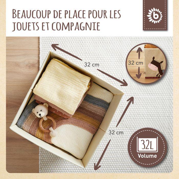 Boîte de rangement - bieco - motif âne - 33 x 33 x 33 cm - 36 litres - polyester
