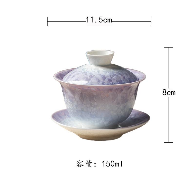 

150ml Crystal Glaze Gaiwan Handmade Tea Tureen Household Tea Bowl With Lid Kit Tea Maker Cover Bowl For Tea Supplies Ornaments