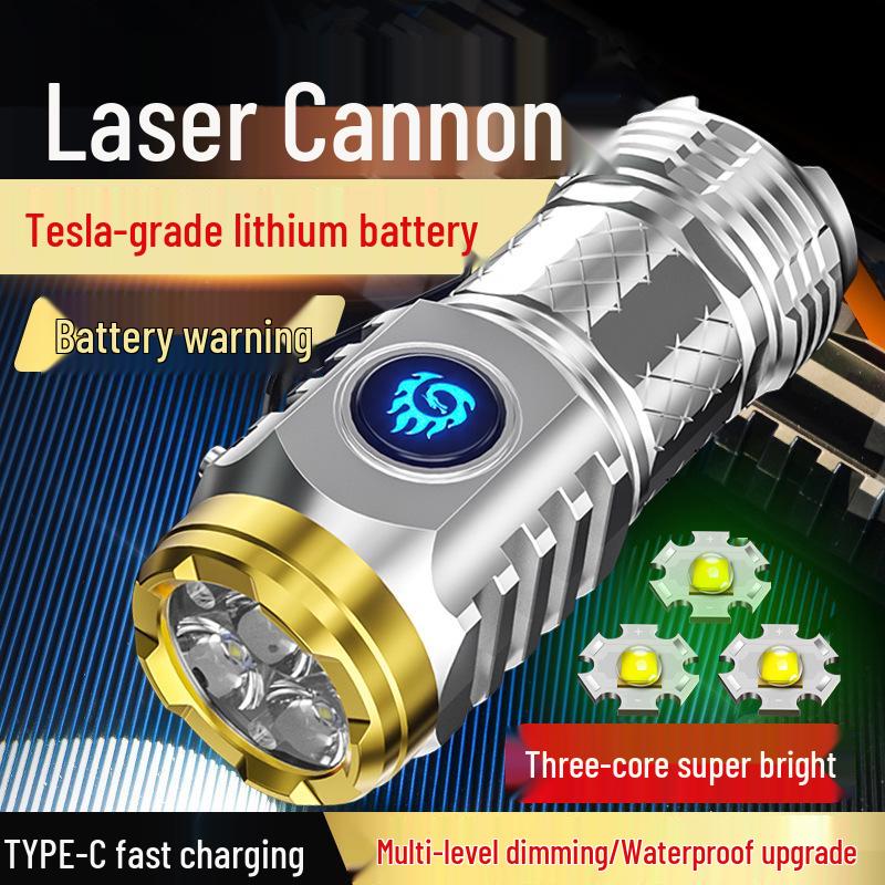 Hot-Selling Rechargeable Three-Eye LED Flashlight: Super Bright, Long-Range, Portable for Outdoor and Night Riding.