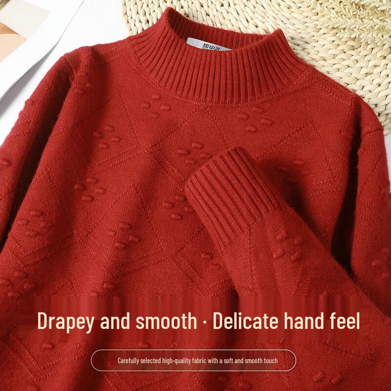 SNOWFLYING Women s Half-High Collar Knit Sweater L