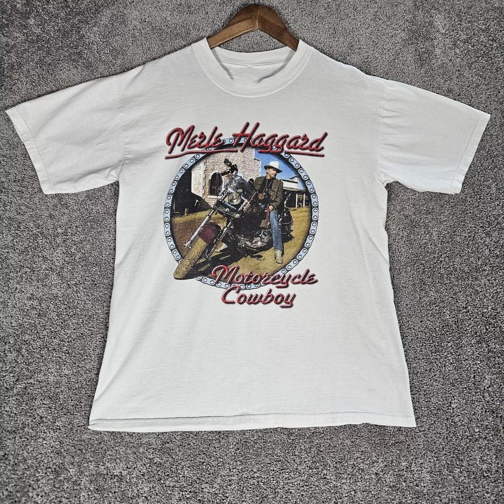 Merle Haggard White T-Shirt Motorcycle Cowboy Country Music S to 5XL Unisex T-Shirt S