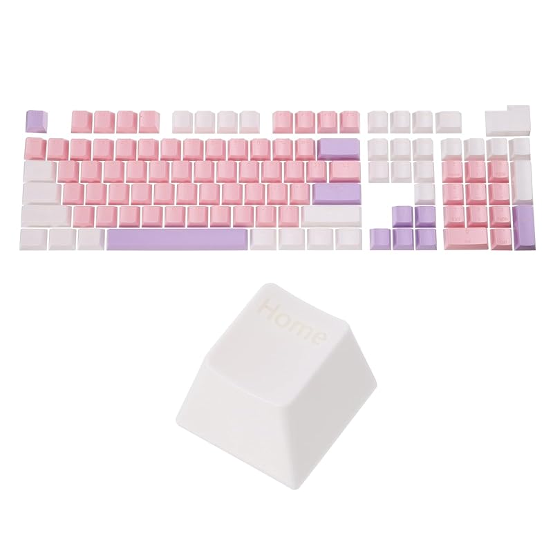 

uxcell 104 key pudding keycap set OEM profile 60%ABS For mechanical keyboard layout pink white double shot