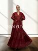 Elegant 2026 French Lace Crochet Patchwork Waist-Cinching Tie Court Style Dress