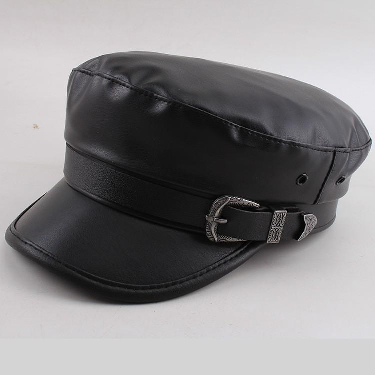 Fashion Women's Beret Hat, Winter Korean Style Leather Peaked Cap, Plain Color Baker Boy Hat for Women