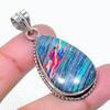 Natural Rainbow Calsilica Gemstone 925 Sterling Silver Pendant 1.85" AP-15205