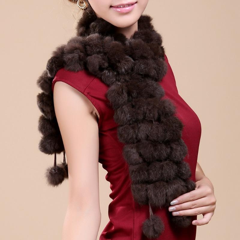 Women Winter Warm Rabbit Fur Scarf Hot Sale Natural Rabbit Fur Muffle Lady Scarves