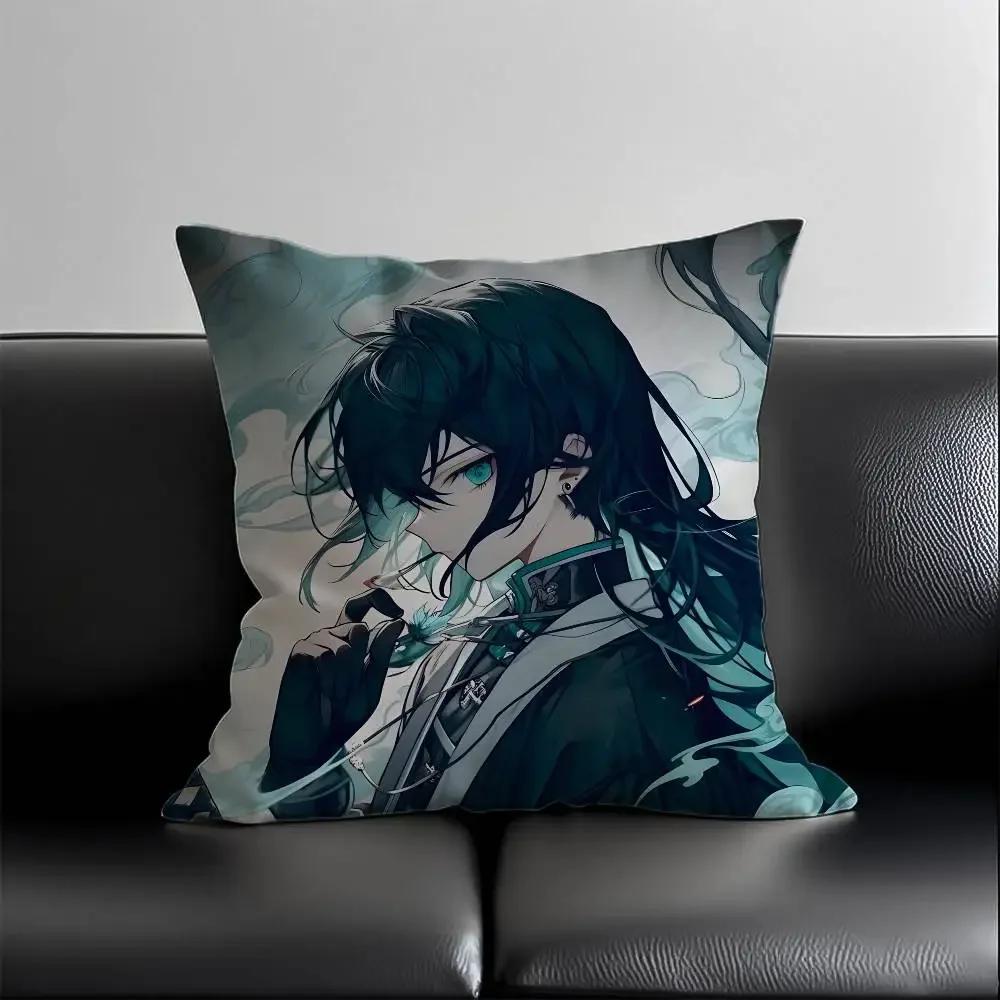 Muichiro Tokito Anime Demon Slayer Pillow Case Skin-Friendly And Comfortable Fabric Pillowcase Lnvisible Lilky Zipper