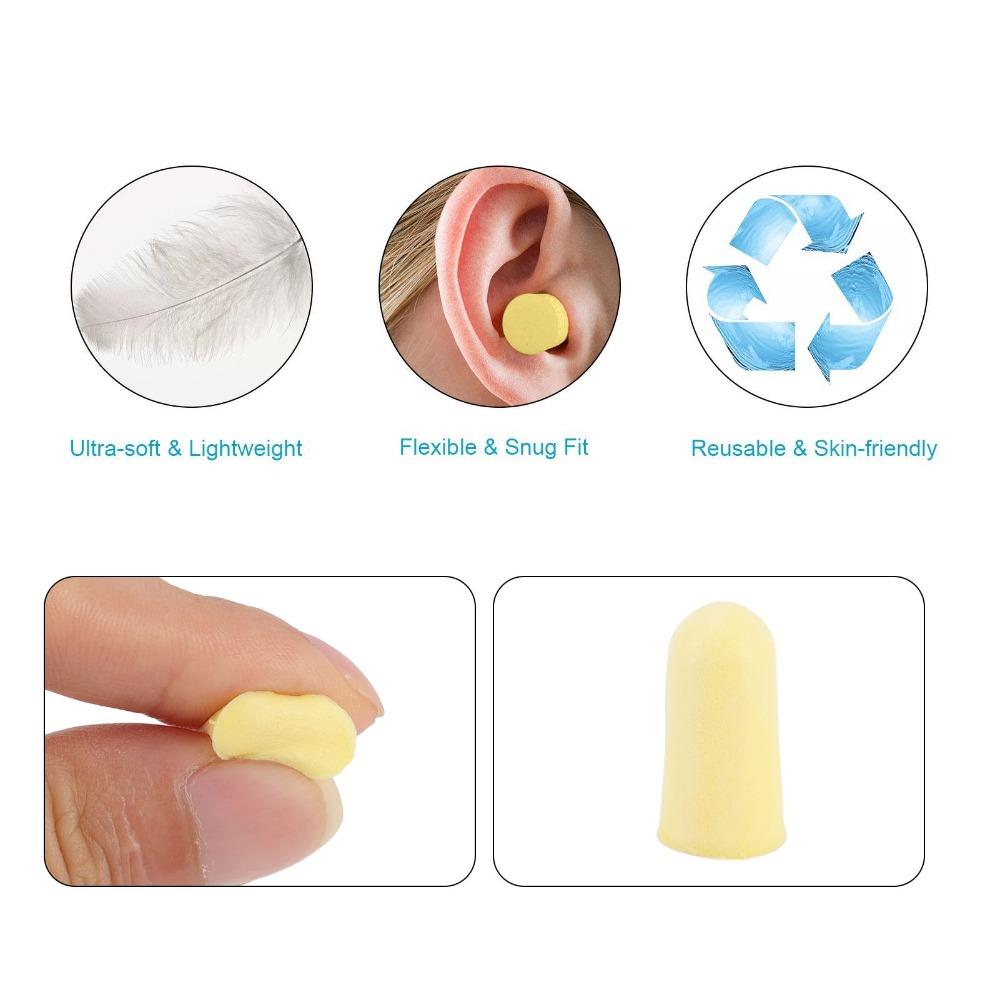 60Pcs 25 X 13mm 60Pcs Slow Rebound Foam Ear Plugs  Office Noisy Environment Sound Reduction