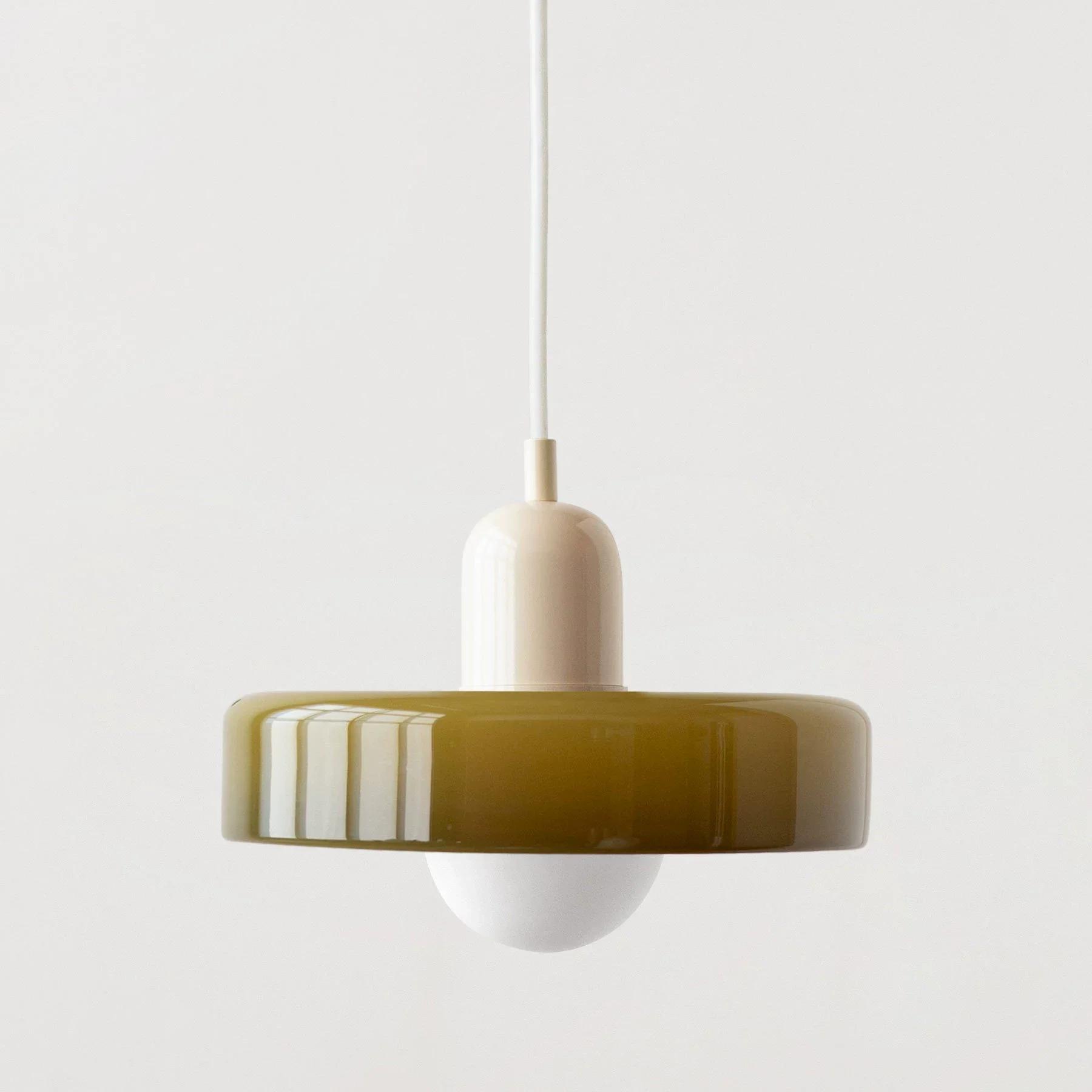 

Bauhaus Hanging Light Glass Pendant Light Macaron Ceiling Lamp for Living Room Bedroom Study Dining Room Bar Room Decor Lustre Dia25cm&No bulb
