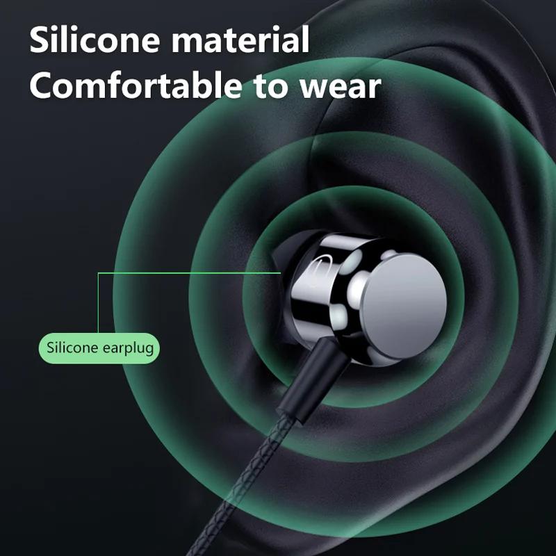 Kovová magnetická drátová sluchátka s redukcí šumu Herní sluchátka s 3,5 mm L Jack stereofonní sluchátka HIFI s HD mikrofonem pro všechny smartphony