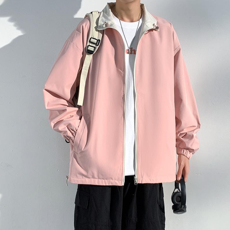 New Double-sided Jacket, New Spring and Autumn Versatile Trendy Brand Stand-up Collar Loose and Simple Neutral Couple Casual