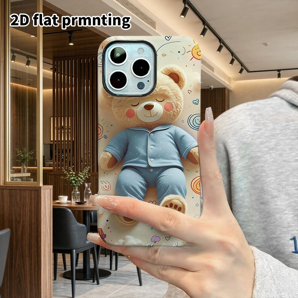 Phone Case: 2D Flat Suitable for iPhone 18 17 16 15 14 13 Pro Film Protective Case, Couple Style, Light Brown Bear, Christmas and Halloween Gift