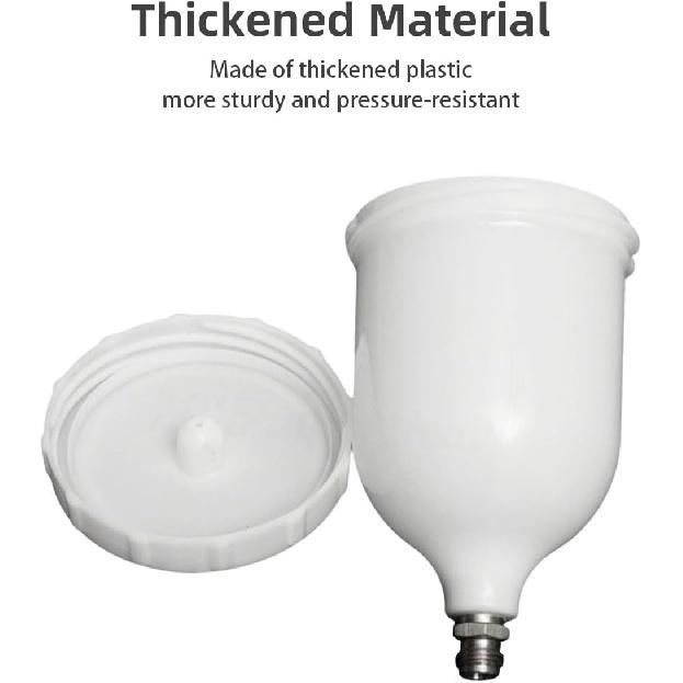 600ml Plastic Paint Cup Pot, Tightly Sealed HVLP Spray Gun Pot, Durable Spray Paint Gun Cup Replacement Fit for GTI GTIPro TT GFG TTS