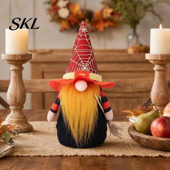 Decorative Halloween Witch Dolls Faceless Doll Ornaments, Gnome Decorations, Cute Cloth Unique Table Ornaments Plush for Home Decor Party Atmosphere