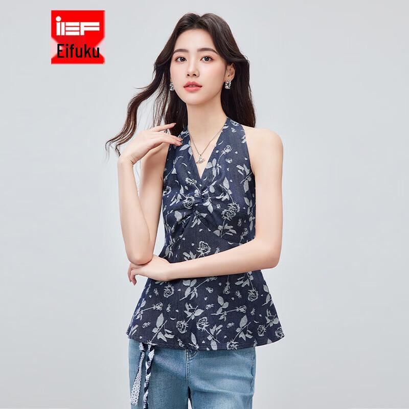 IEF 2026 Summer French Retro Floral V-Neck Camisole L