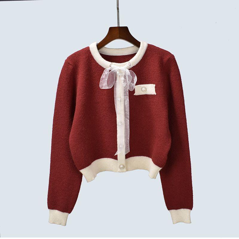 Classic Style Fashionable Stylish Niche Style Sweater Short Socialite Style Knitwear Base Outwear Tops with Skirt