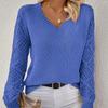 Maglioni casual da donna primaverili e autunnali, maglioni in maglia con scollo a V tinta unita, pullover in maglia