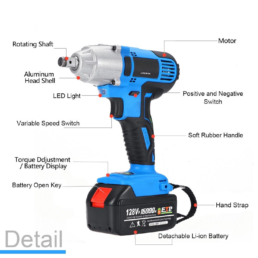 16000mah Rechargeable Cordless Electric Impact Brushless Wrench Kit Hand Drill Waterproof Power Tools LED Lights New