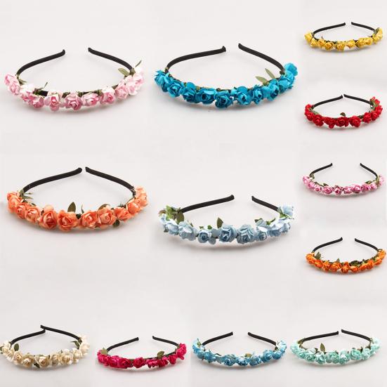 Rose Flower Headband Festival Wedding Garland Summer Beach Boho Floral Hairband