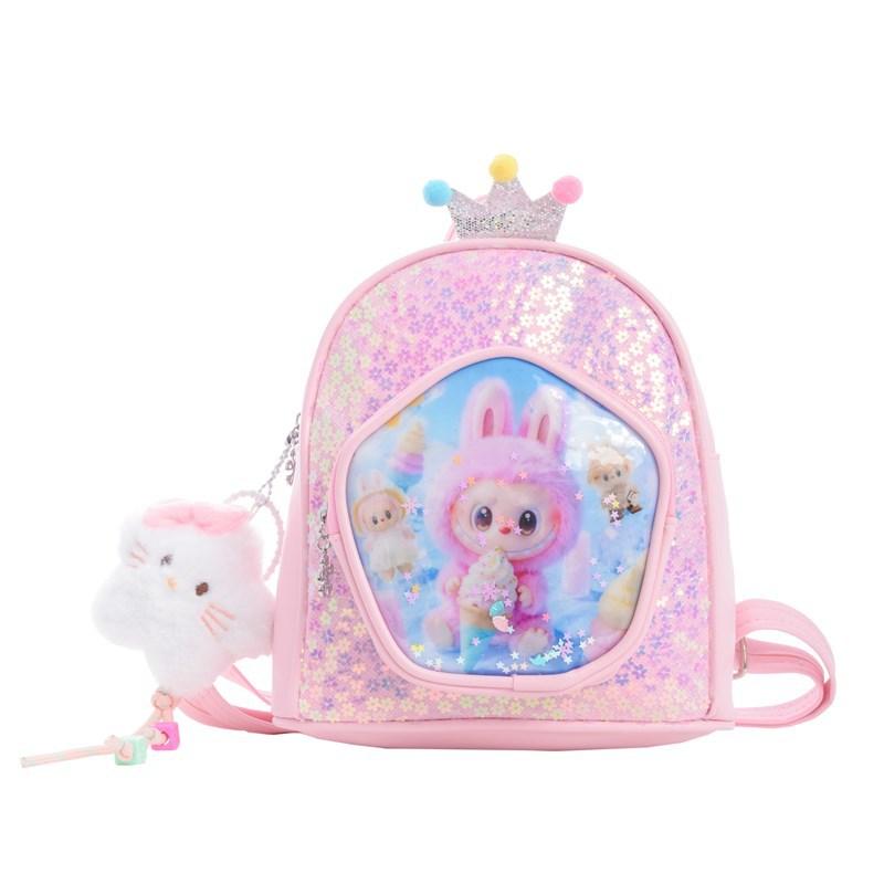 

Kindergarten Baby Small Schoolbag Cartoon Cute Star Pendant Boys And Girls Backpack Fashion Sequins Children S Backpack розовый