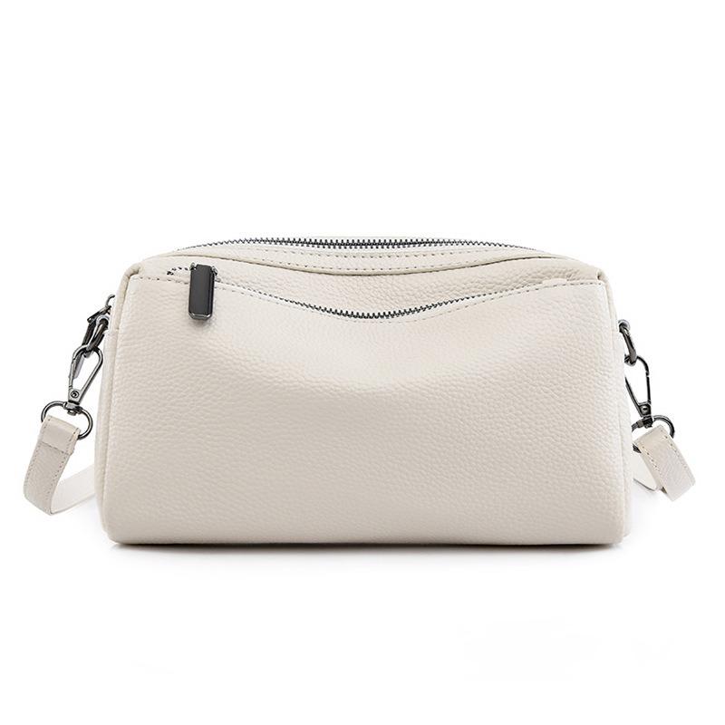 

First layer cowhide crossbody small bag niche versatile shoulder mobile phone women s bag small square bag casual commuter bag 22*13*6 білий