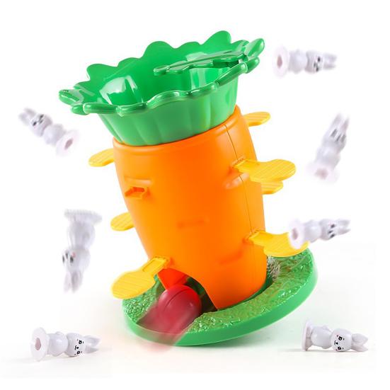 Carrot Balance Tower Toy with Mini Rabbit Logic Thinking Focus Training Kids Interactive Balance Board Game Toddlers Educational Balance Toy