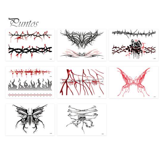 

8 шт. наклейки на шею для Хэллоуина, реалистичные татуировки со шрамом и черепом для вечеринки на Хэллоуин, жуткая наклейка для усиления праздничного духа, аксессуары Sets