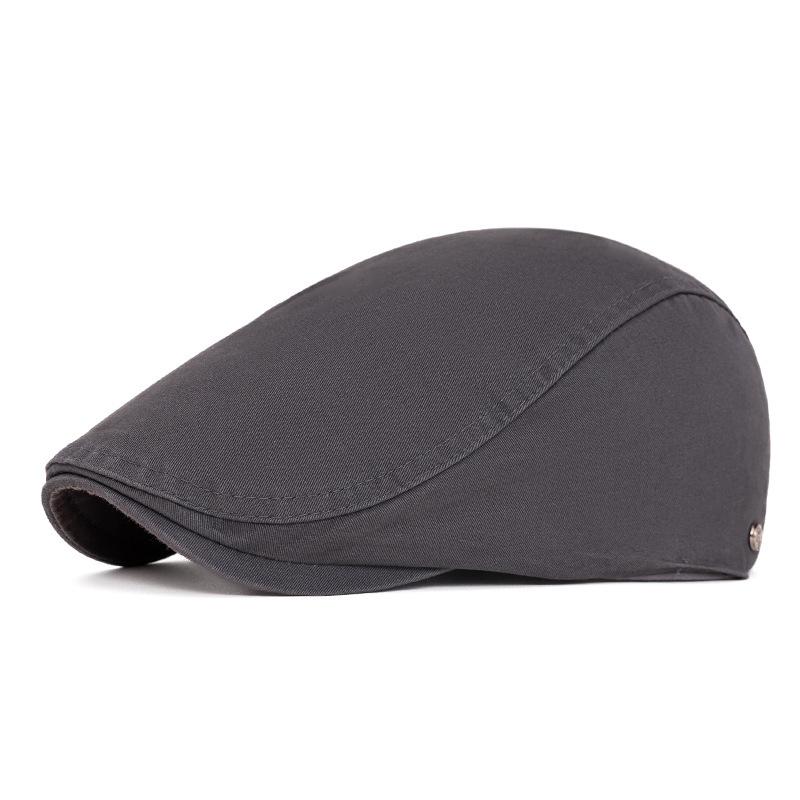 Men's Beret Forward Hat Solid Color Outdoor Visor Hat British Vintage Newsboy Hat Peaked Cap